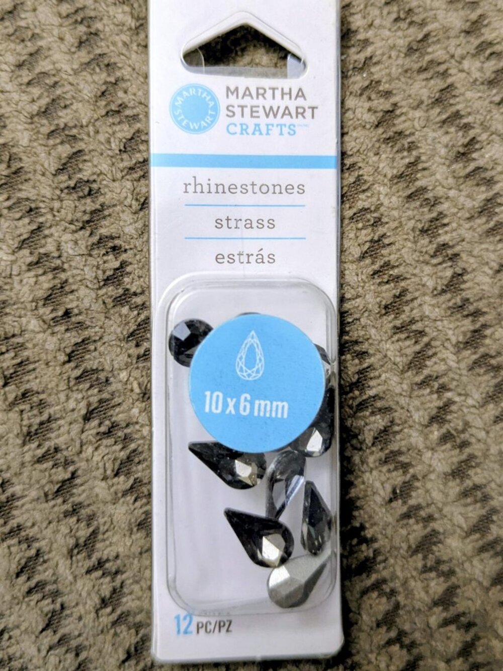 NEW! One Package of Martha Stewart - Teardrop Rhinestones, 10mmx6mm Clear - 12pc